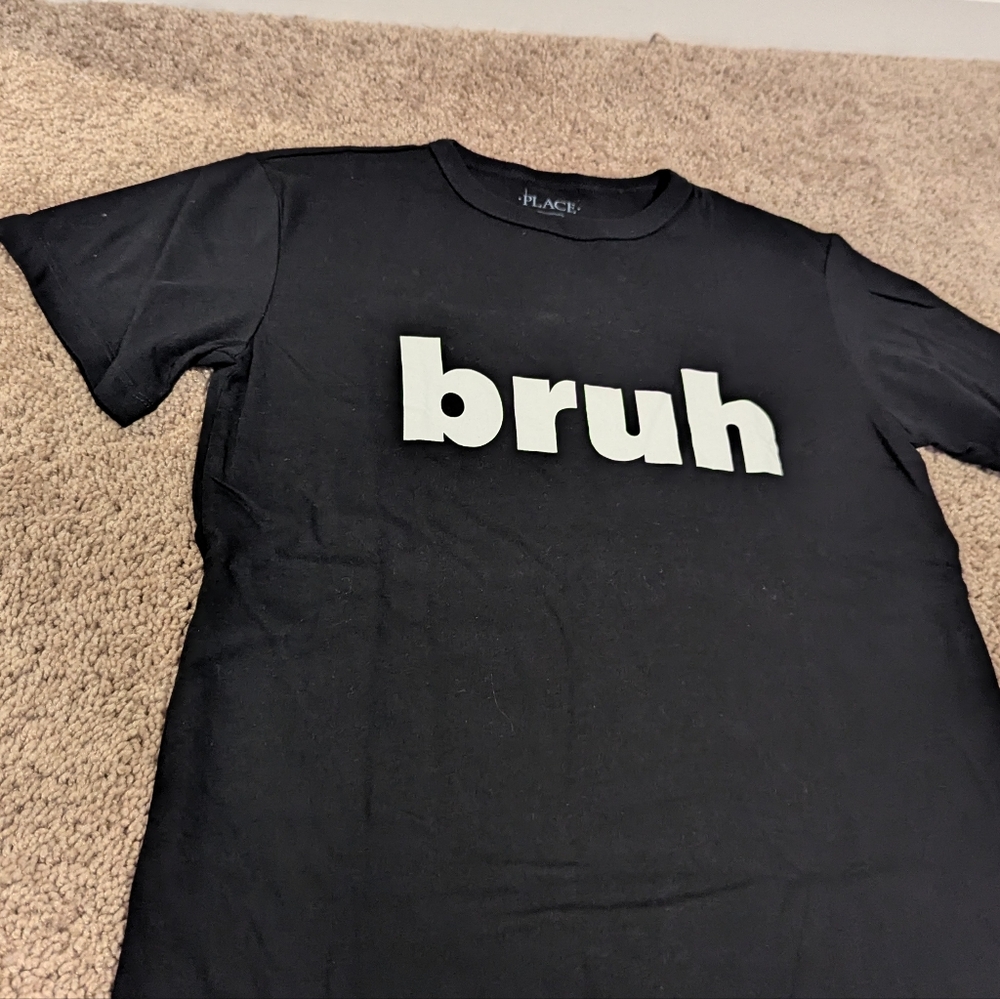 The Children's Place Black Tee with White 'bruh' Print